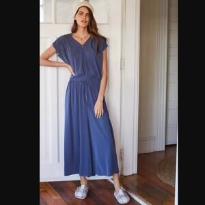 Anthropologie Blue Cropped Wide-Leg Pants - New - Medium